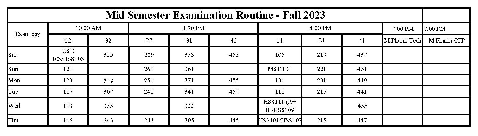 Final Exam Routine Fall-2023